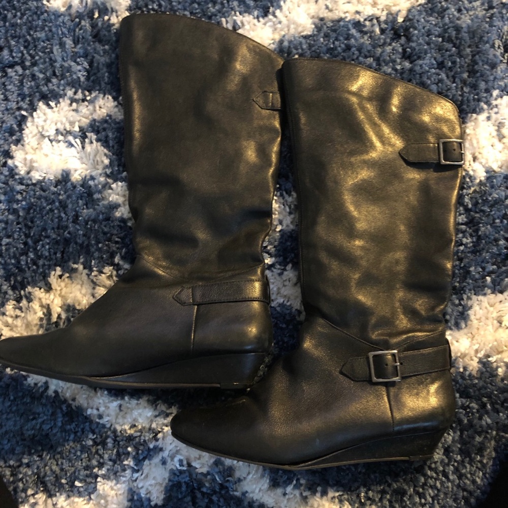 Black leather boots